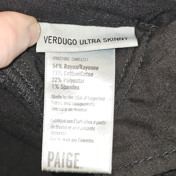 PAIGE Verdugo Black Ultra Skinny Jeans In 25 - Picture 10 of 10